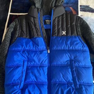 Hurley Blue and Black Puffer jacket with Hoodie